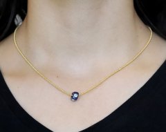 925 Ayar Gümüş Gold Renk Popcorn Zincirli Minik Turkuaz Taşlı Kolye