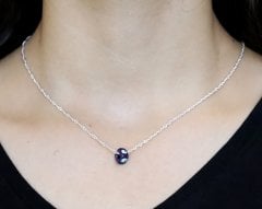 925 Ayar Gümüş Singapur Zincirli Minik Turkuaz Taşlı Kolye