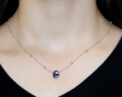 925 Ayar Gümüş Toptop Zincirli Minik Turkuaz Taşlı Kolye