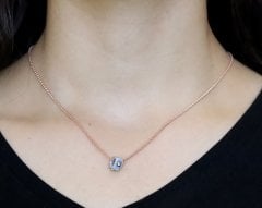925 Ayar Gümüş Gold Renk Popcorn Zincirli Minik Turkuaz Taşlı Kolye