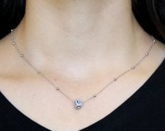 925 Ayar Gümüş Toptop Zincirli Minik Turkuaz Taşlı Kolye
