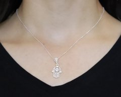 Meryem Ana Eli 925 Ayar Gümüş Telkari Bayan Kolyesi
