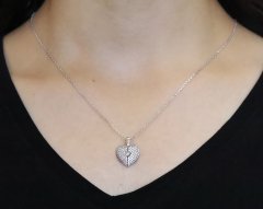Açılıp Kapanabilen Kalp Model Zirkon İşlemeli 925 Ayar Gümüş Kolye