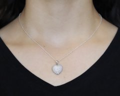 Zirkon Taşlı Kalp Model Gümüş Kolye
