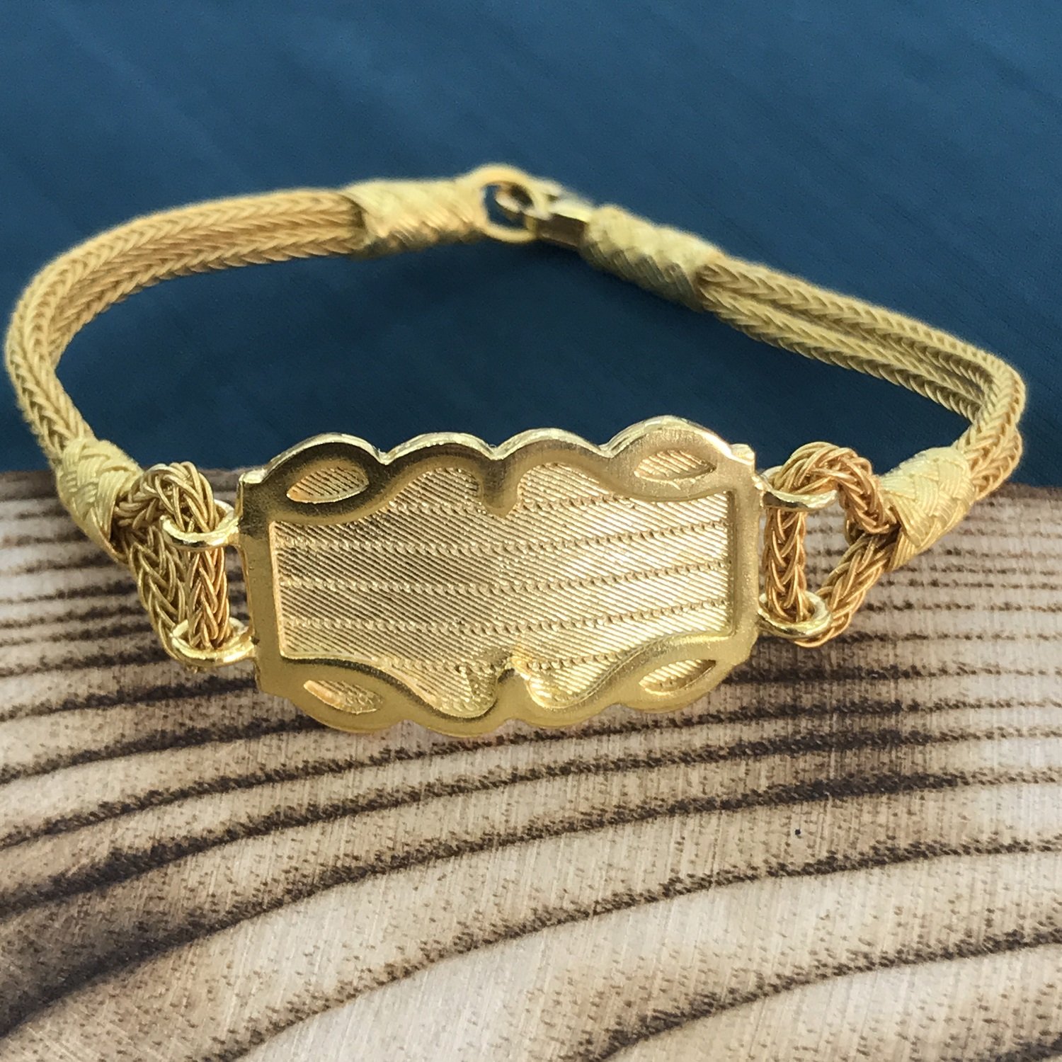 1000 Ayar Gümüş Altın Yaldız Kazaziye Bayan Bileklik 18 cm