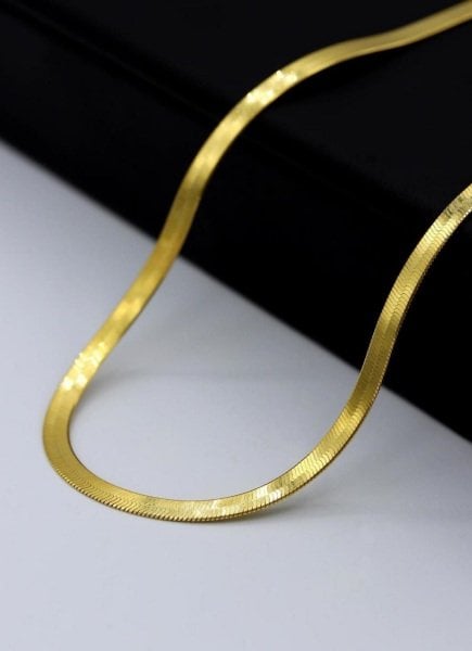 Gold Renk İtalyan Yassı Zincir Kolye