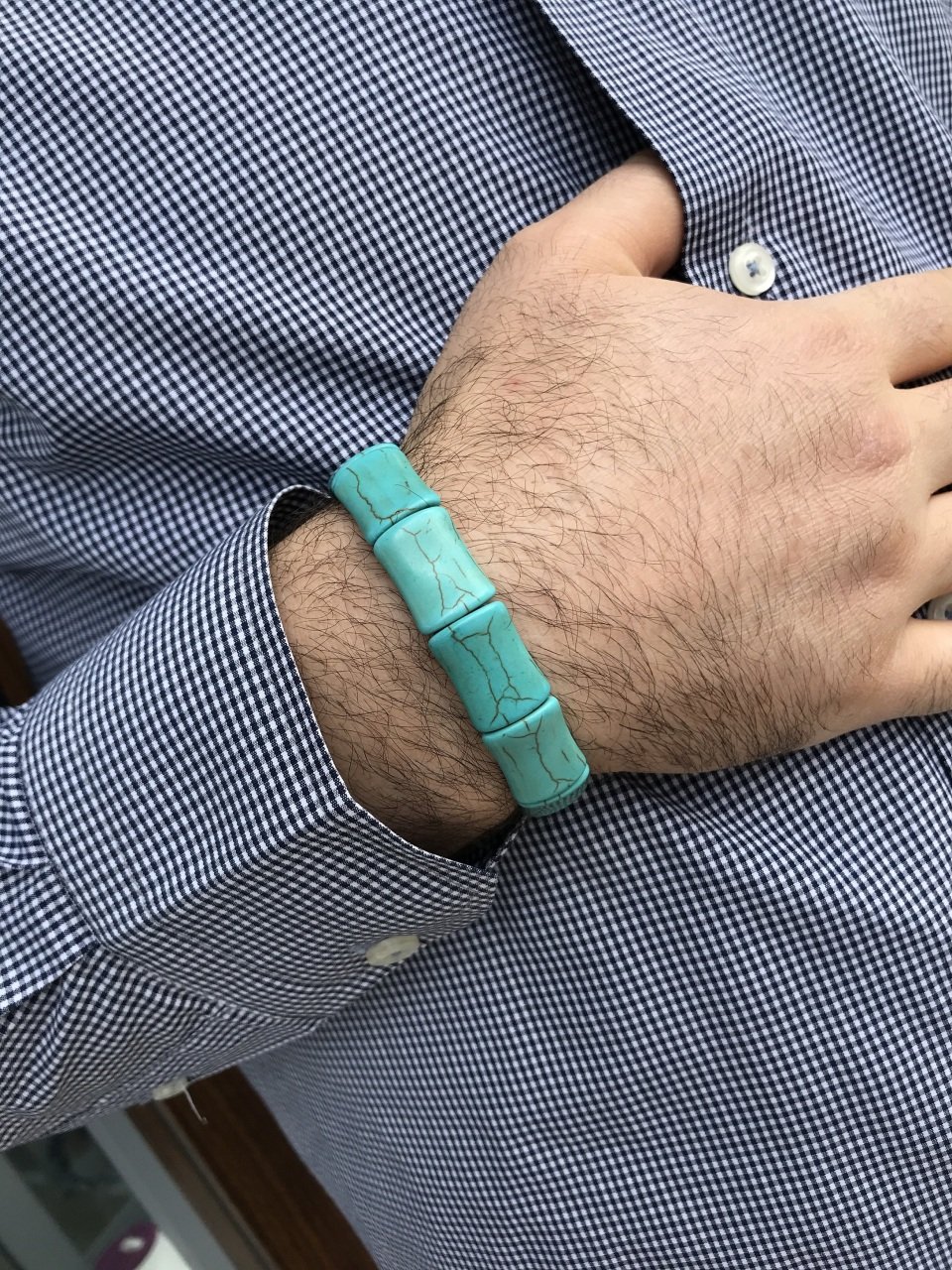 Doğal Firuze Taşlı, Kare Kesim, Rolex Model Bay Bayan Bileklik