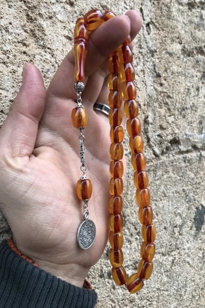 Kapsül Kesim Sarı Renk İran Bağası Toz Kehribar Tesbih