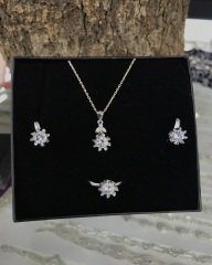 Tektaş Zirkon Model 925 Ayar Gümüş Bayan Üçlü set