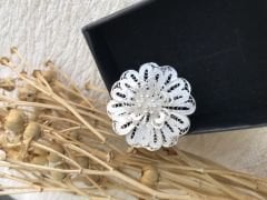 Çiçek Model El İşi Telkâri 925 Ayar Gümüş Broş