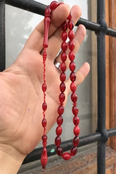 Yoğun Hareli Sistem Püsküllü Toz Kehribar Tespih