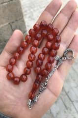 Tekerlek Kesim Şeffaf Kahverengi Tonda Toz Kehribar Tespih