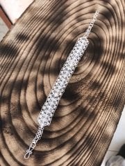 İç İçe Yelpaze Model El İşi Telkâri Gümüş Bileklik