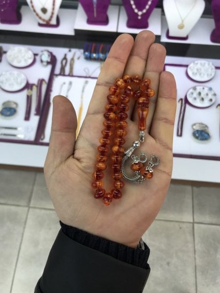 Bilekboy Tekerlek Kesim Toz Kehribar Tesbih