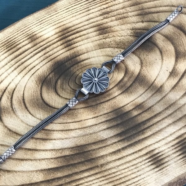 1000 Ayar Gümüş Telkari İşçilikli Kazaziye Bileklik