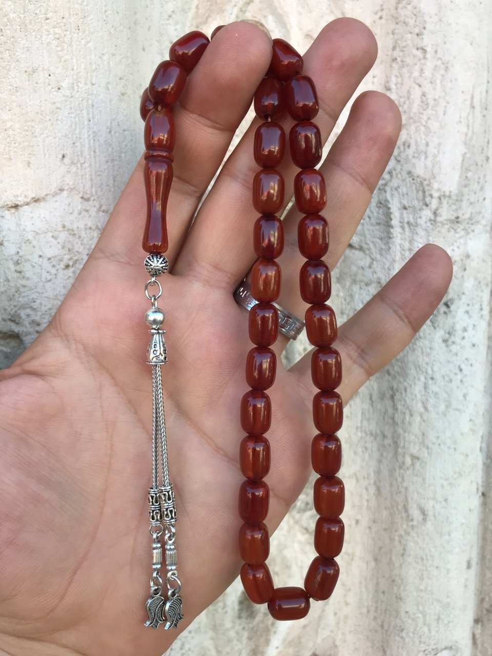Toprak Rengi Kapsül Kesim İran Bağası Toz Kehribar Tesbih