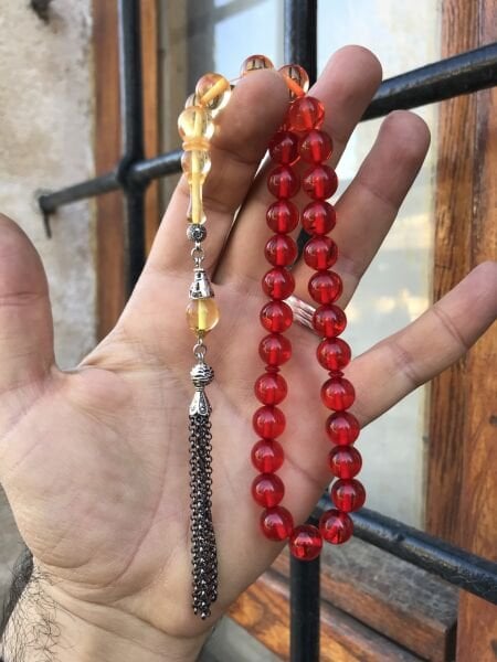 Renk Geçişli Model Küre Kesim Toz Kehribar Tesbih