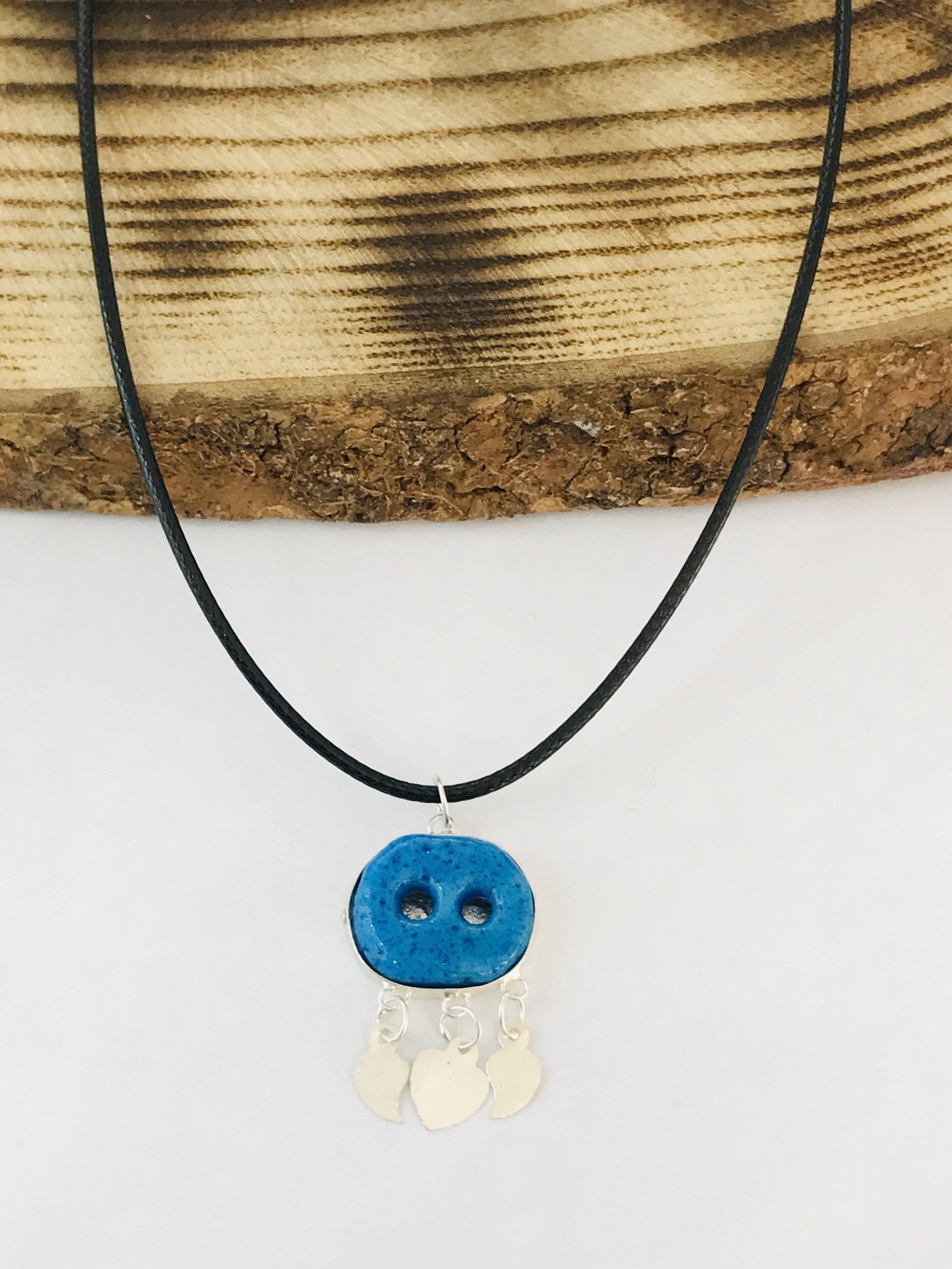 Sultan Telkâri 925 Ayar Gümüş Deri Kordonlu Süryani Nazar Boncuğu Kolye