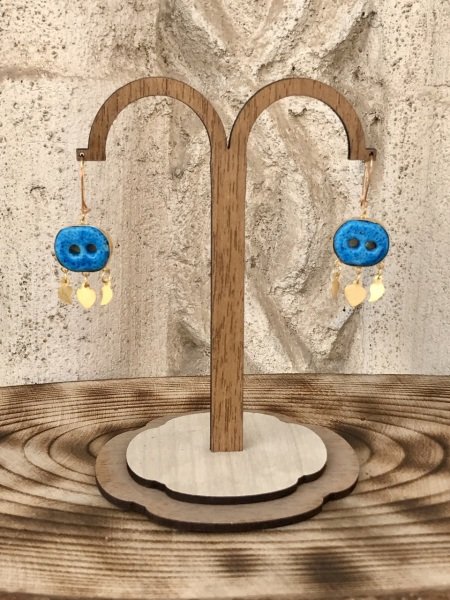 Sultan Telkâri 925 Ayar Gümüş Gold Renk Süryani Nazar Boncuğu Küpe