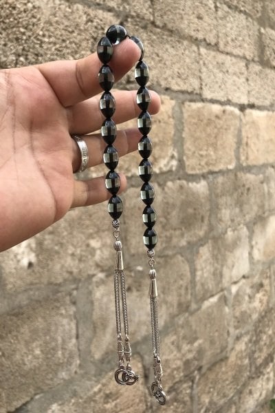 Sürmeli Model Siyah Tonda Toz Kehribar Zaza Tesbih