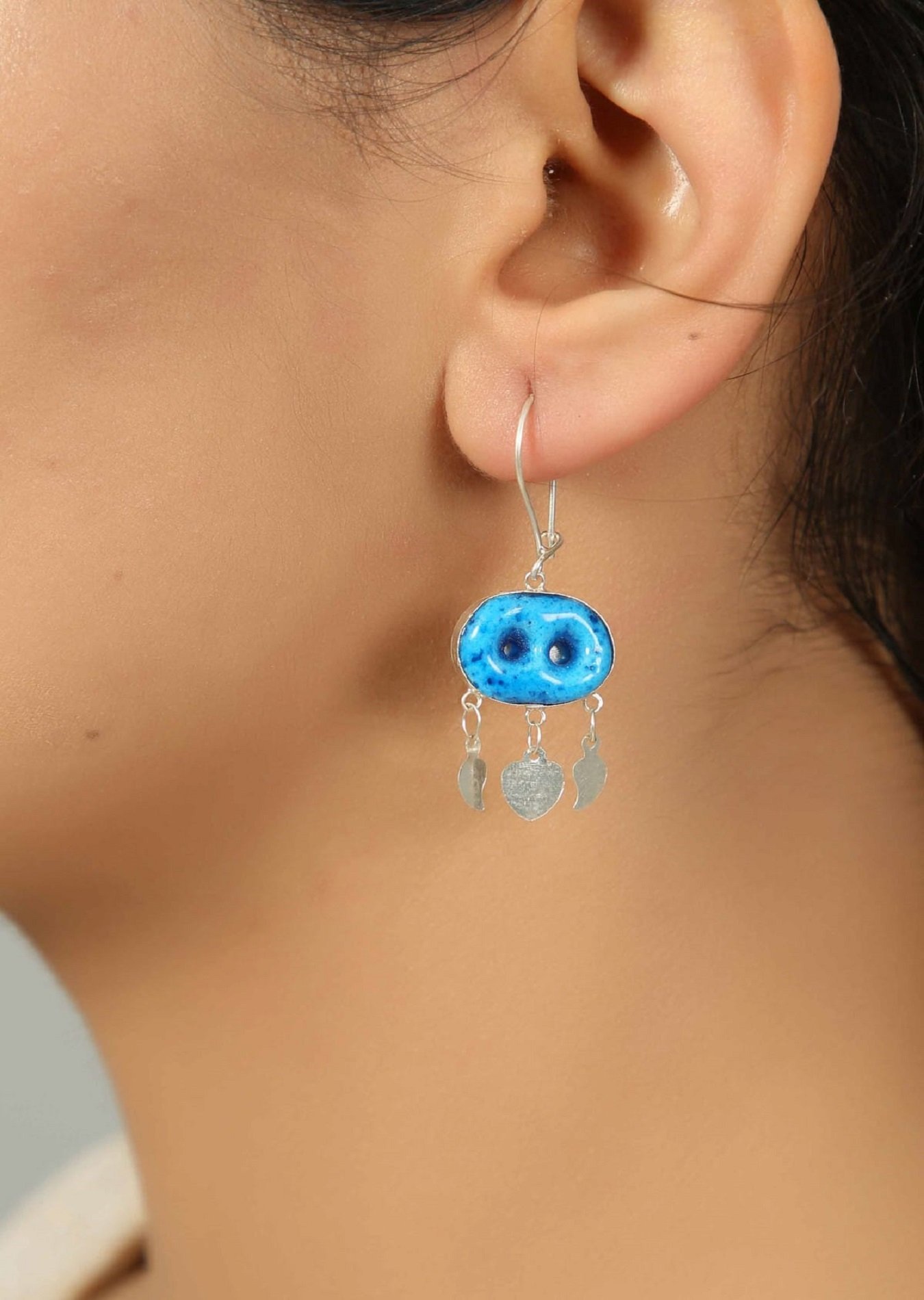 Sultan Telkâri 925 Ayar Gümüş Süryani Nazar Boncuğu Küpe