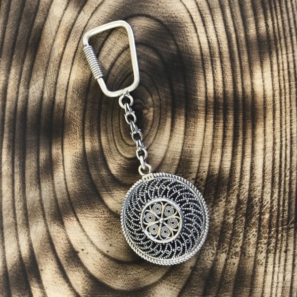 El İşi Telkari  Model 925 Ayar Gümüş Anahtarlık