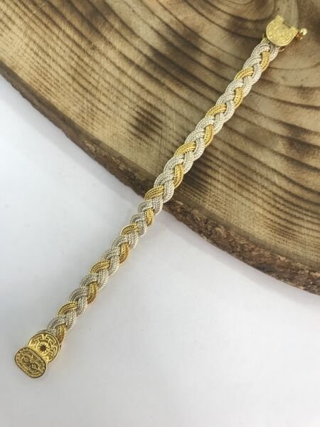 925 Ayar Gümüş Örgü Model Midyat Hasırı Bayan Gümüş Bileklik