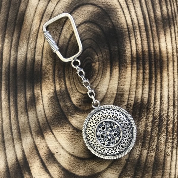 El İşi Telkari  Model 925 Ayar Gümüş Anahtarlık