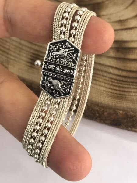 925 Ayar Gümüş Midyat Hasırı Bayan Gümüş Bileklik