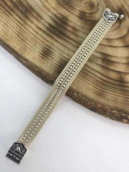 925 Ayar Gümüş Midyat Hasırı Bayan Gümüş Bileklik