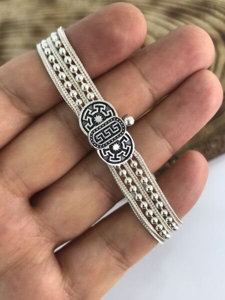 925 Ayar Gümüş Midyat Hasırı Bayan Gümüş Bileklik