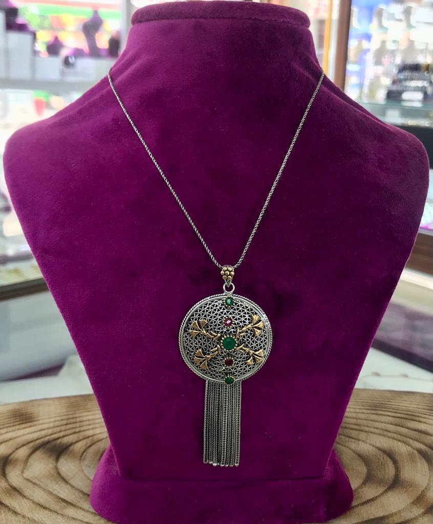 Sultan Telkari 925 Ayar Gümüş Çiçek Motifli Bayan Kolye