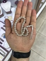 El İşi Telkâri  Model 925 Ayar Gümüş Küre Kesim Gümüş Tesbih
