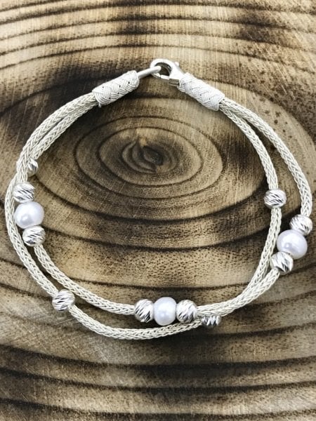 1000 Ayar Gümüş Çift Sıralı Dorika Toplu Kazaziye Bileklik