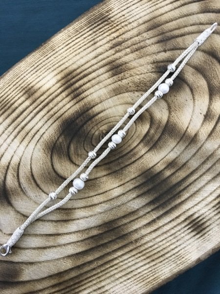 1000 Ayar Gümüş Çift Sıralı Dorika Toplu Kazaziye Bileklik