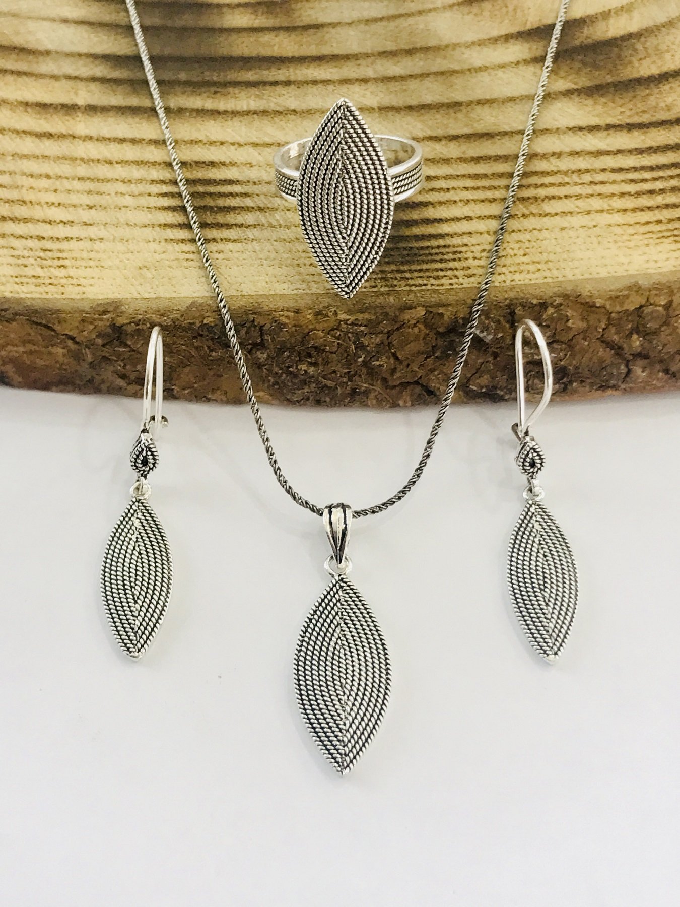 Sultan Telkari 925 Ayar Gümüş Oksitli Telkari Üçlü Set