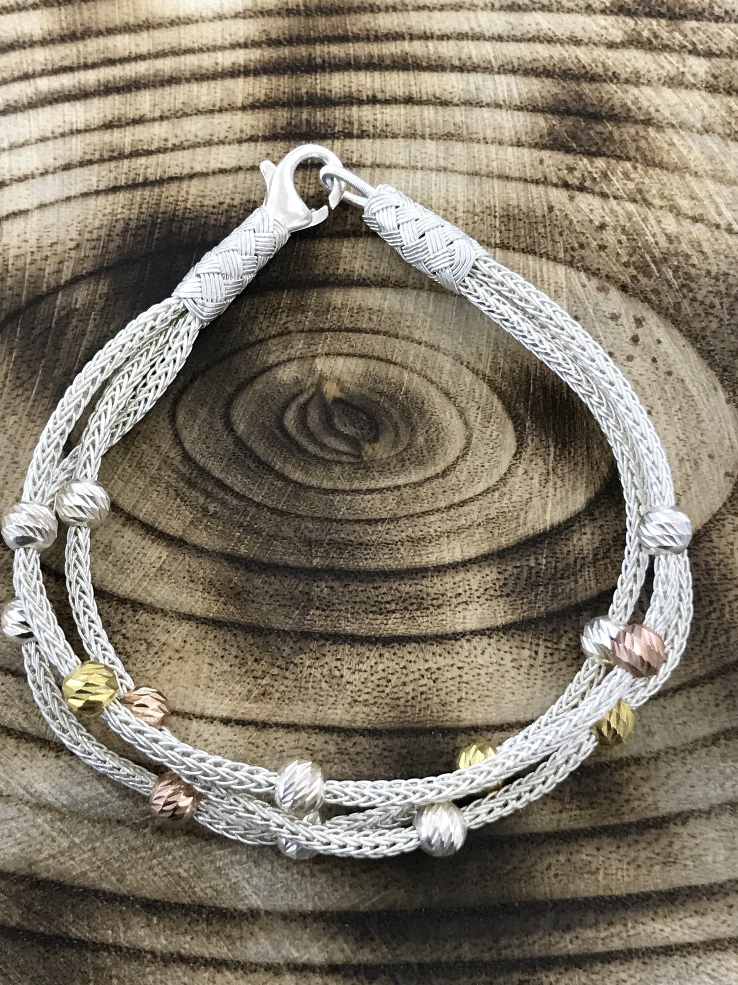 1000 Ayar Gümüş Üç Sıra Dorika Toplu Kazaziye Bileklik