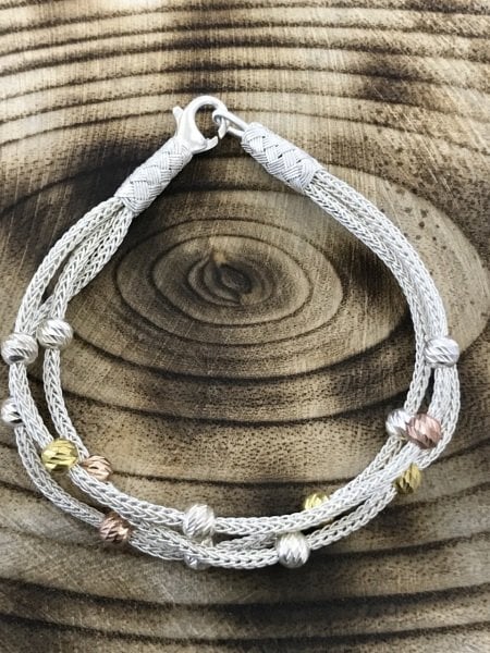 1000 Ayar Gümüş Üç Sıra Dorika Toplu Kazaziye Bileklik