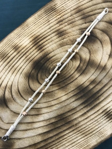 1000 Ayar Gümüş Çift Sıra Dorika Toplu Kazaziye Bileklik