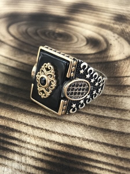 925 Ayar Gümüş Şehzade Yüzüğü Model Markazit İşlemeli Erkek Yüzük
