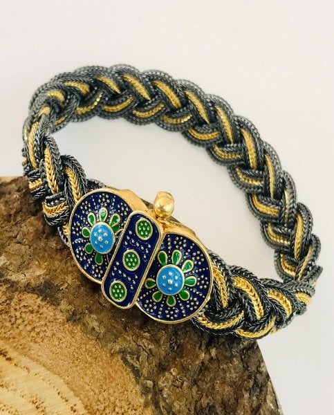 925 Ayar Gümüş Midyat Hasırı Örgü Model Gümüş Bileklik