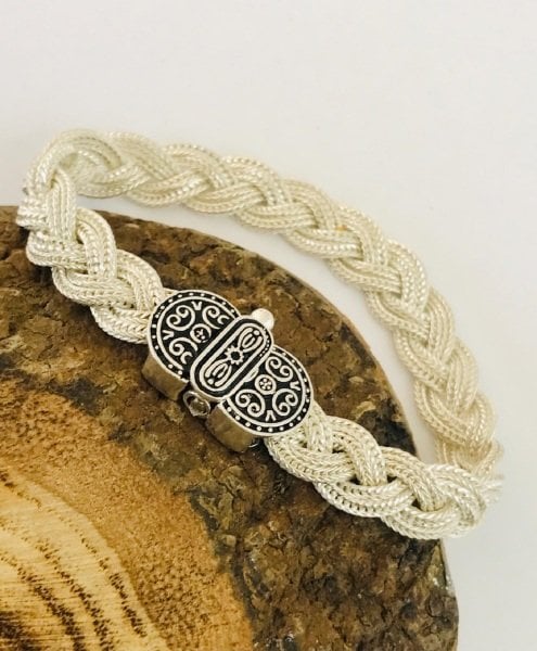 925 Ayar Gümüş Midyat Hasırı Örgü Model Gümüş Bileklik