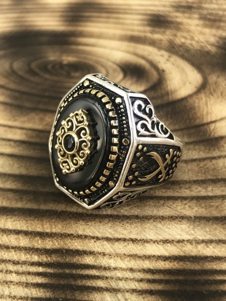 925 Ayar Gümüş Oniks Taşlı Şehzade Yüzüğü Model Erkek Yüzük