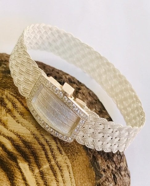 1000 Ayar Gümüş Kazaziye Örgü Model Gümüş Bileklik