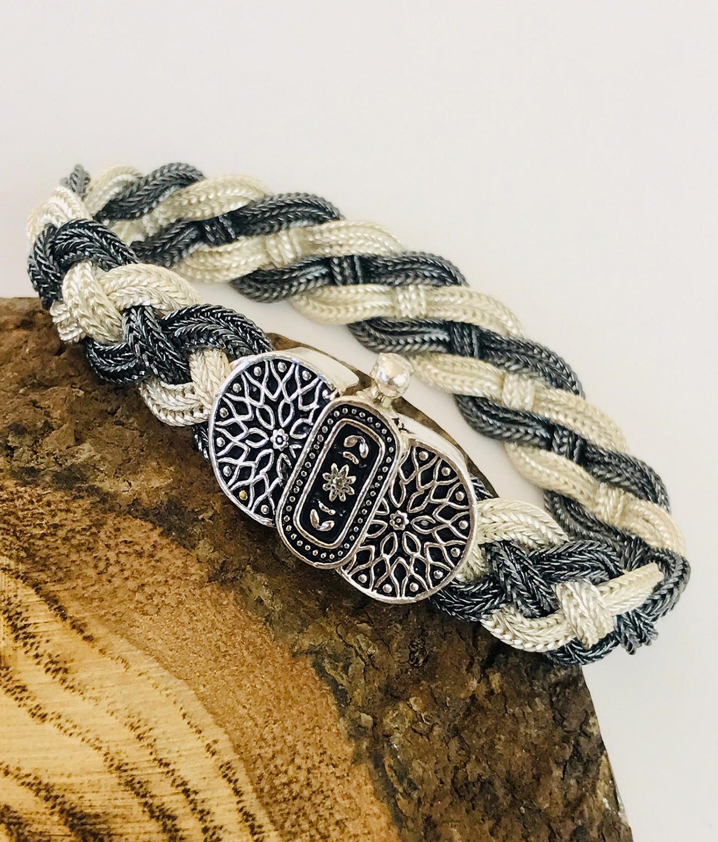 1000 Ayar Gümüş Kazaziye Örgü Model Gümüş Bileklik 17 cm