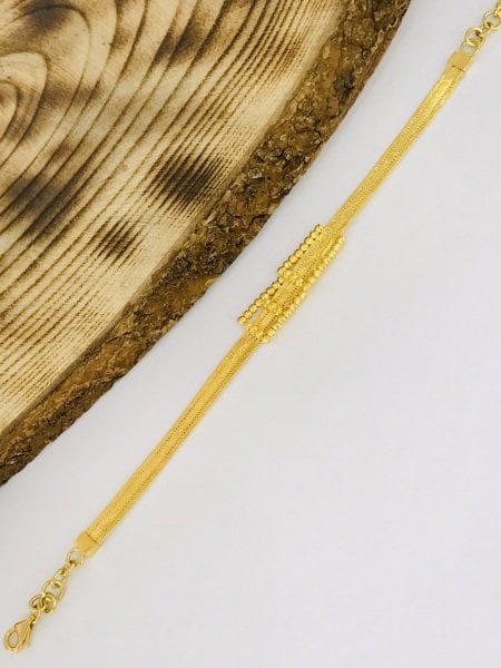 925 Ayar Gümüş Altın Yaldız Hasır Bileklik