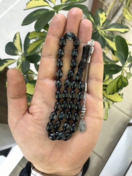 Sürmeli Model Siyah Tonda Toz Kehribar Tesbih