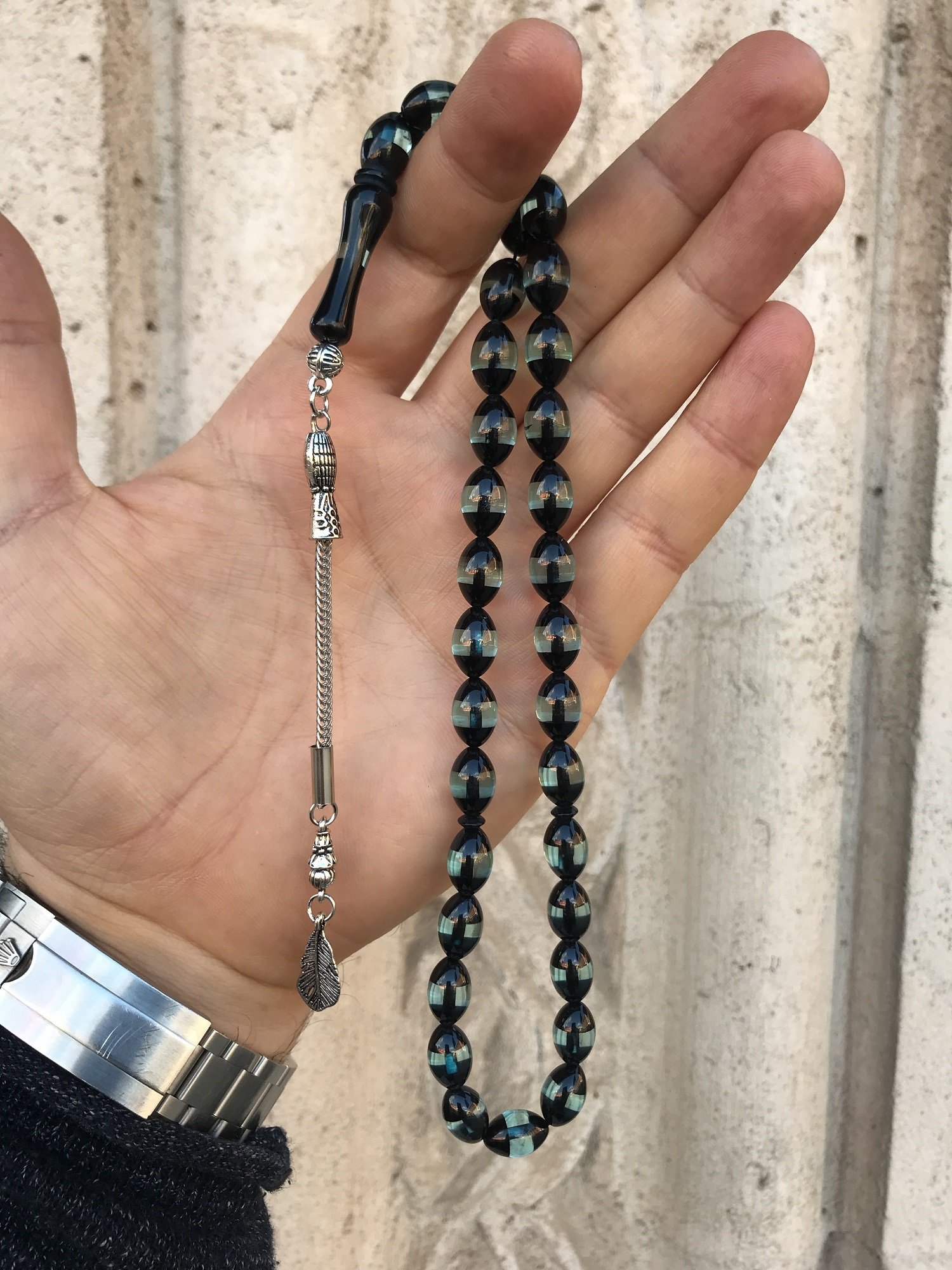 Sürmeli Model Siyah Tonda Toz Kehribar Tesbih