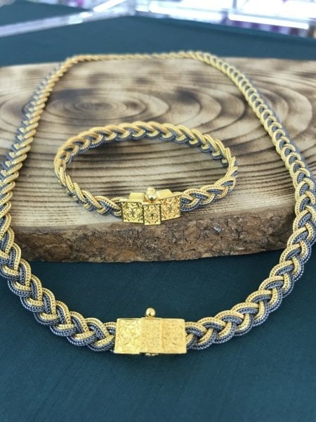 925 Ayar Gümüş  Örgü Model Midyat Hasırı Set