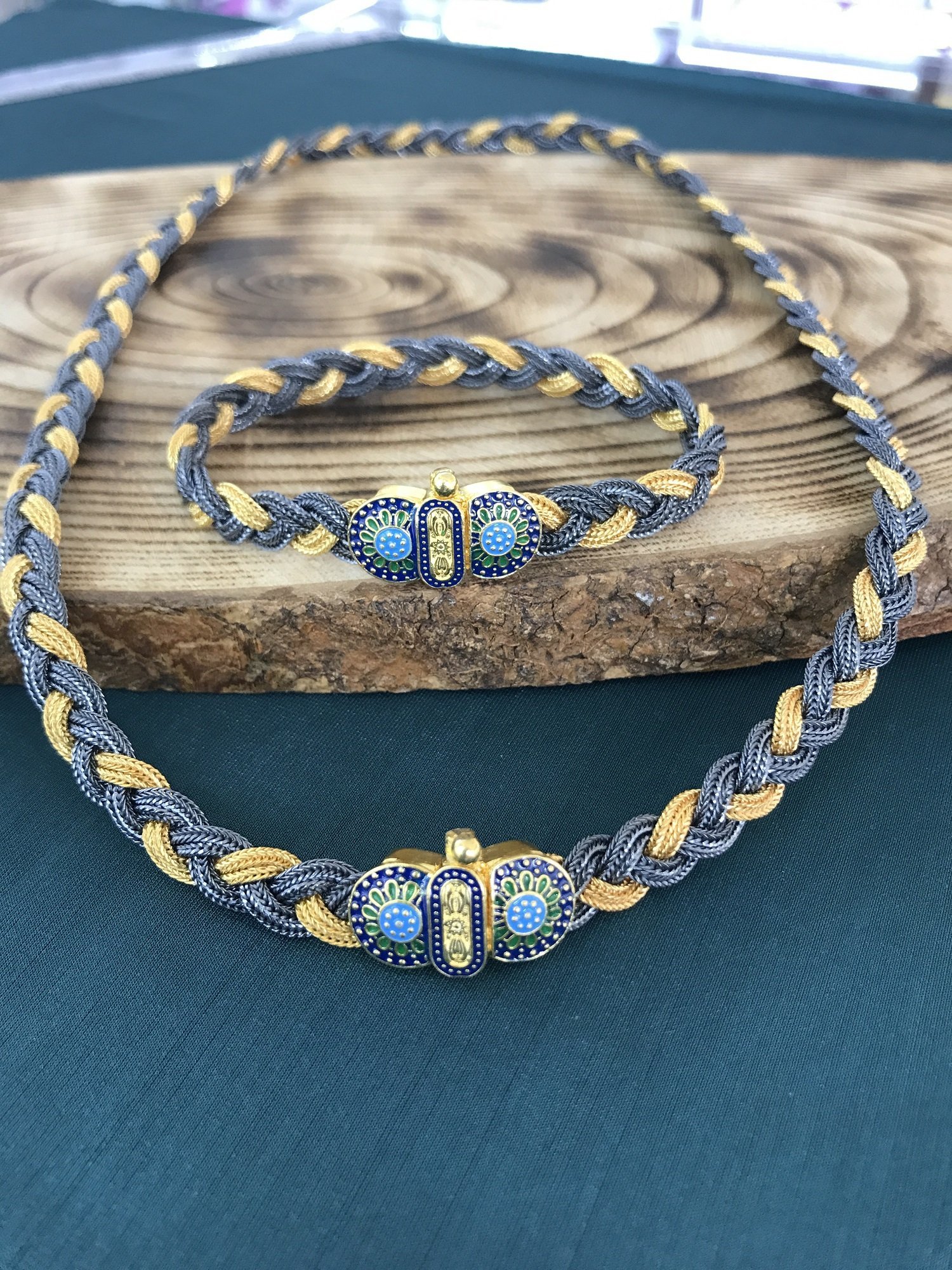 925 Ayar Gümüş  Örgü Model Midyat Hasırı Set